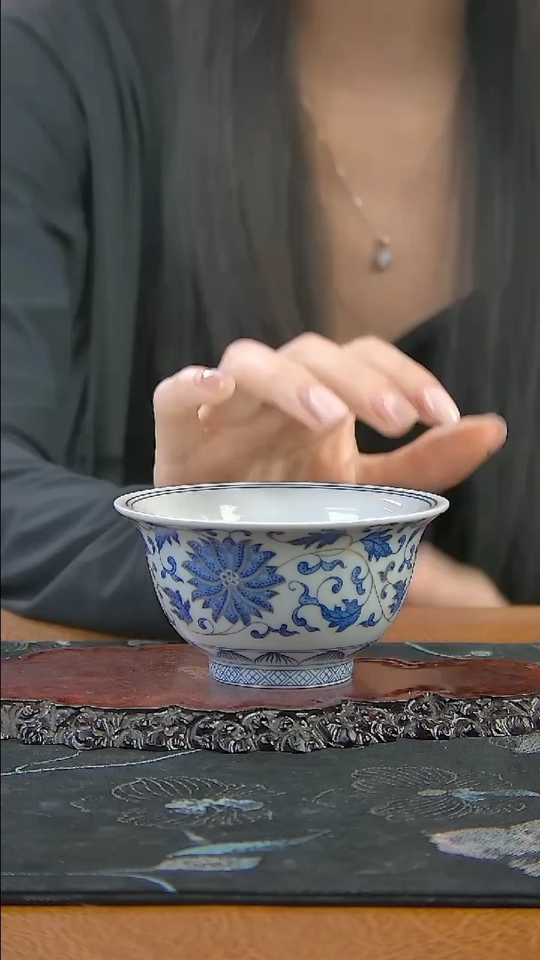 景德镇陶瓷青花描金擦了主人杯