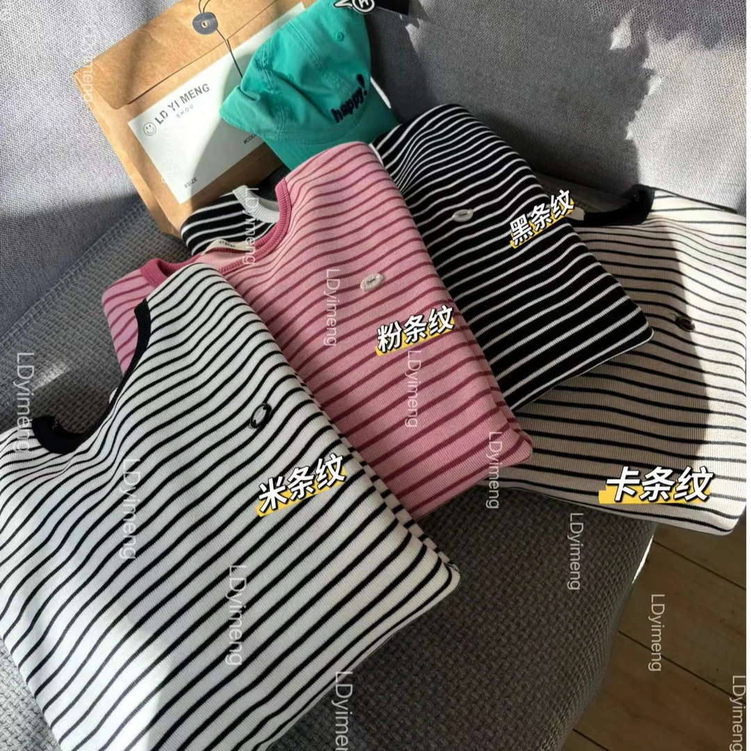 阿悄家 冬款 egg条纹长袖打底衫#LD24723
