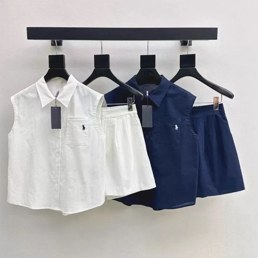 【时尚套装】凉凉夏日-夏季100亚麻气质套装简约宽松休闲女装一套