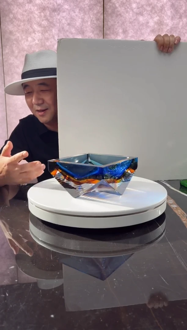 摆件CS0101004宝石蓝金色阶梯果碗摆件