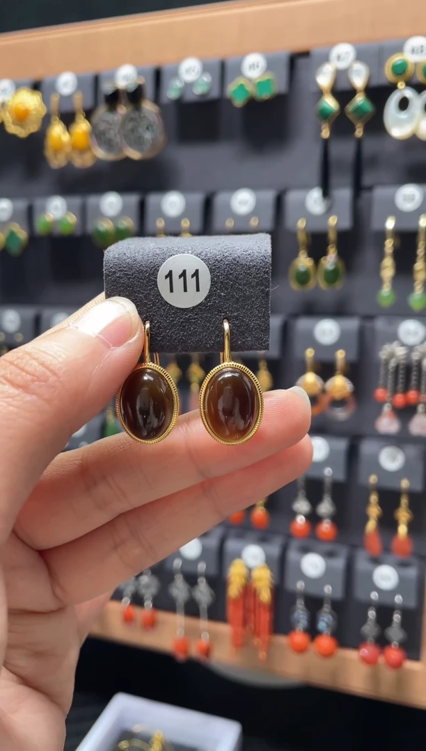 【闪购商品】和田玉耳饰银S925镶嵌0111