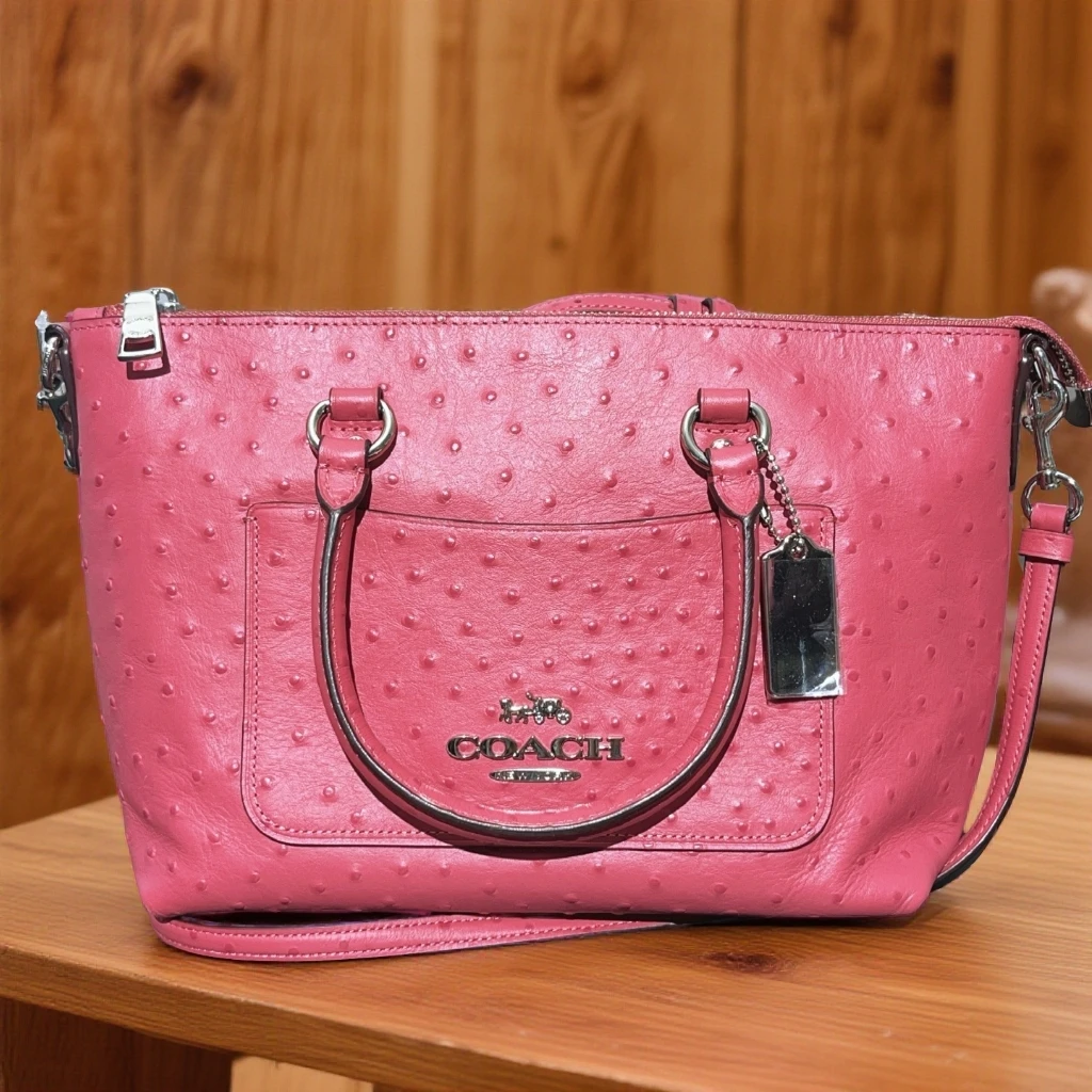 95新 COACH/蔻驰 粉色手提斜挎包1749 7943