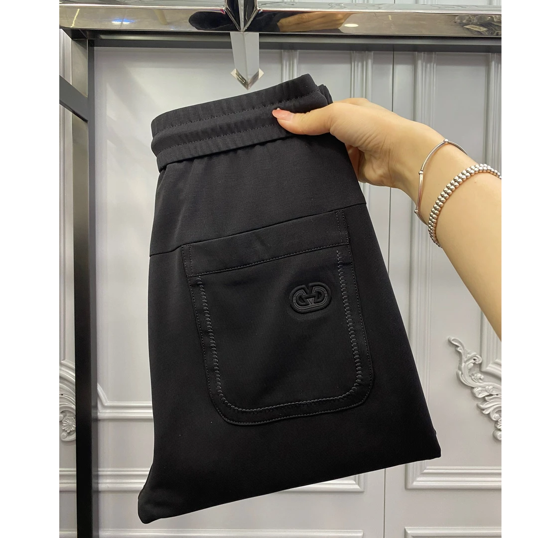 欧货时尚简约商务男士韩版休闲裤25春夏新款字母印花百搭小直筒裤