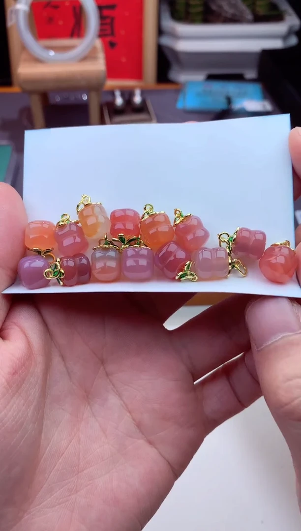 合金吊坠(不含链)玛瑙/玉髓玛瑙多样性发一件-柿子