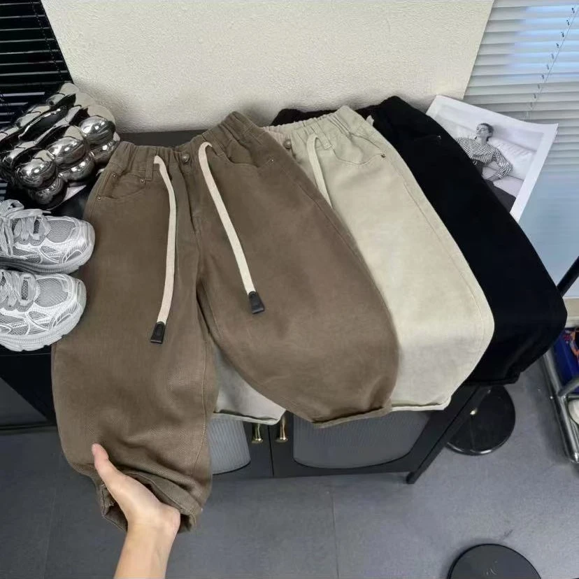 【新】Q777秋季儿童新款宽松洋气休闲裤百搭时髦棉布休闲裤