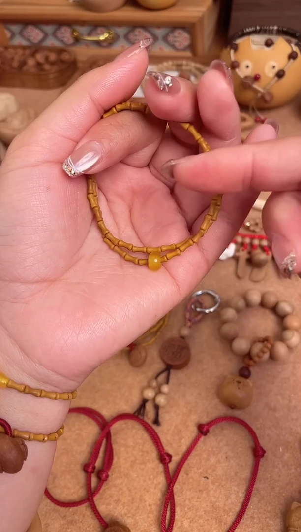 手串桃核竹节手串一物一拍双圈加跑环