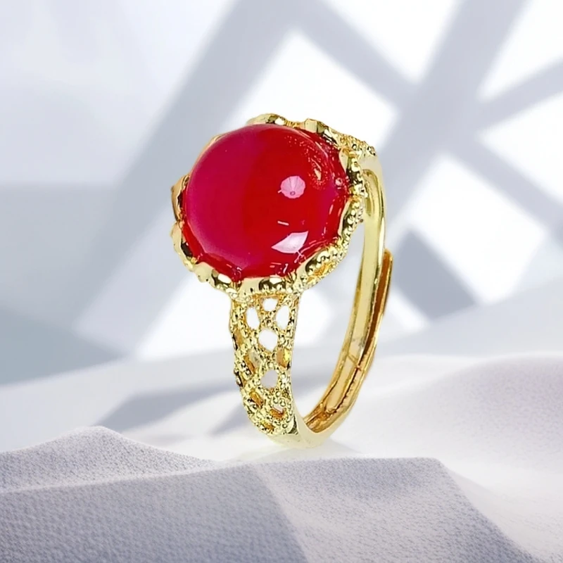 “万老板”Z408高端红景天鸽血红戒指