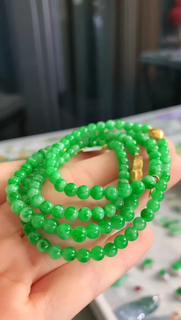 【闪购商品】翡翠颈饰18K金镶嵌珠串