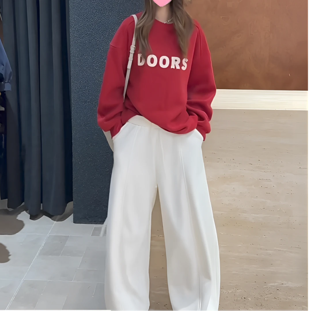 2025爆款冬季糯米羊绒韩系字母圆领洋气百搭宽松休闲显瘦卫衣6023