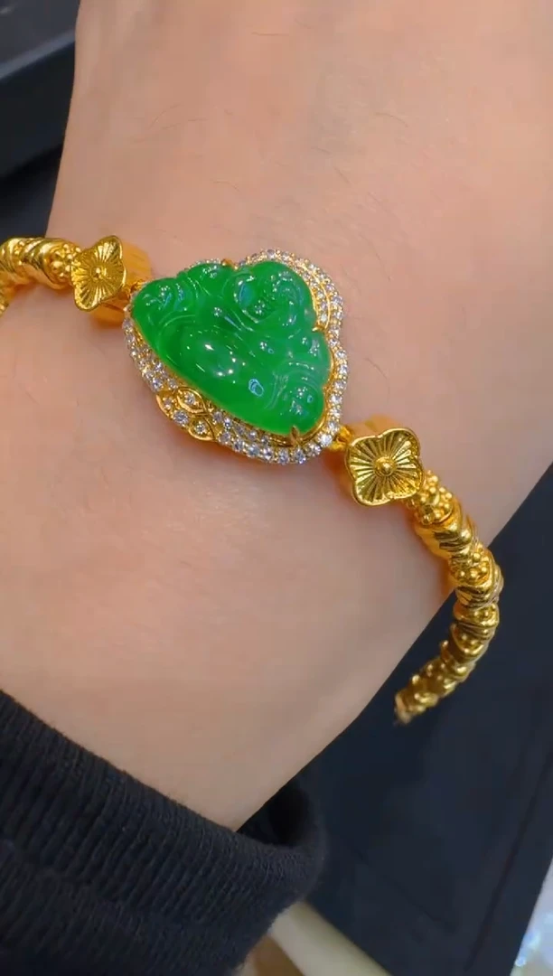 足金镶嵌手链翡翠多样性团购发一件