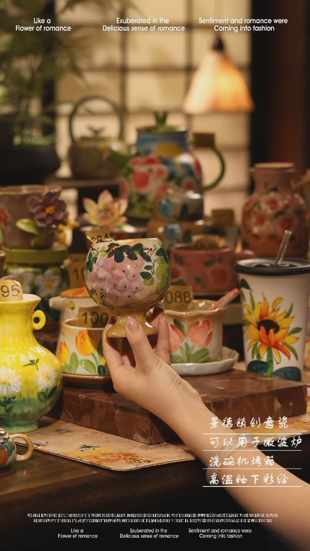 陶瓷景德镇高温手绘釉下彩设计师款式