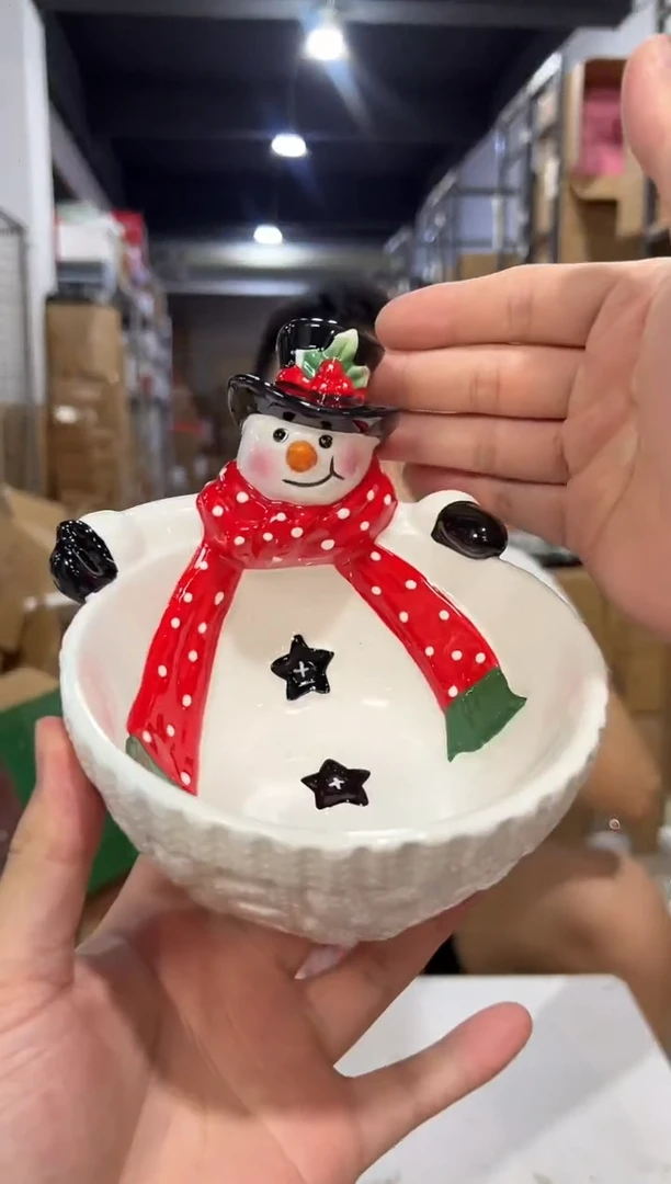瓷片陶瓷原盒雪人碗
