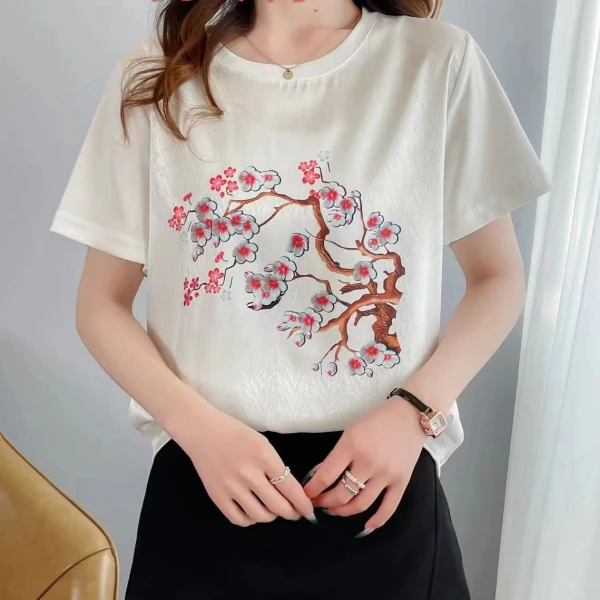 （FL）2025设计师款前丝后棉AB面印花短袖