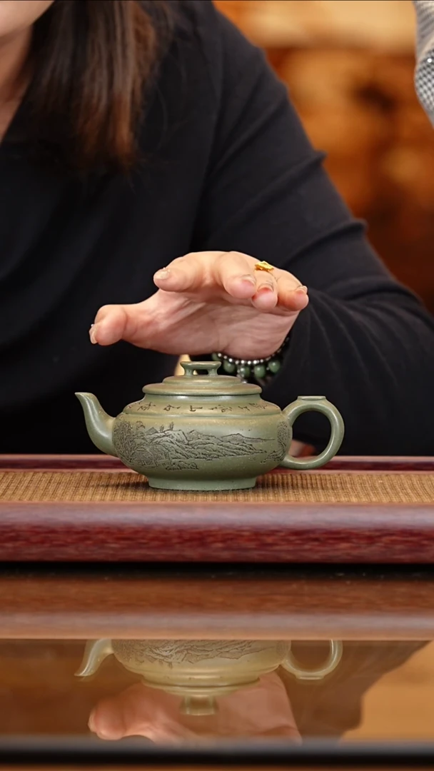 【李昌鸿】上新桥 雪花绿泥 170c+竹杯+竹画