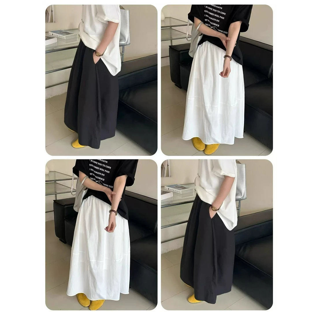 十三行白白-日常好搭配松紧腰阔型显瘦半身裙#813