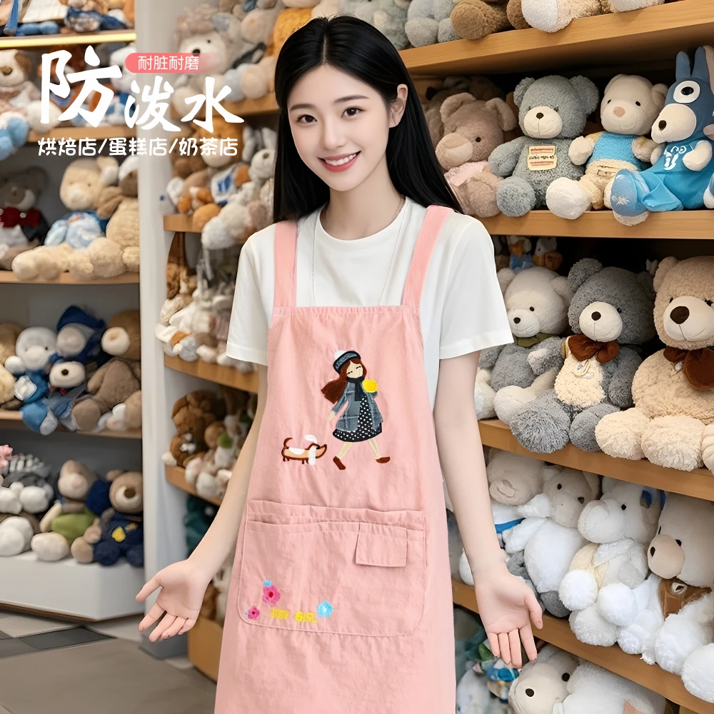 围腰可爱防泼水耐穿舒适围裙厨房做饭家用成人罩衣外穿上班工作服