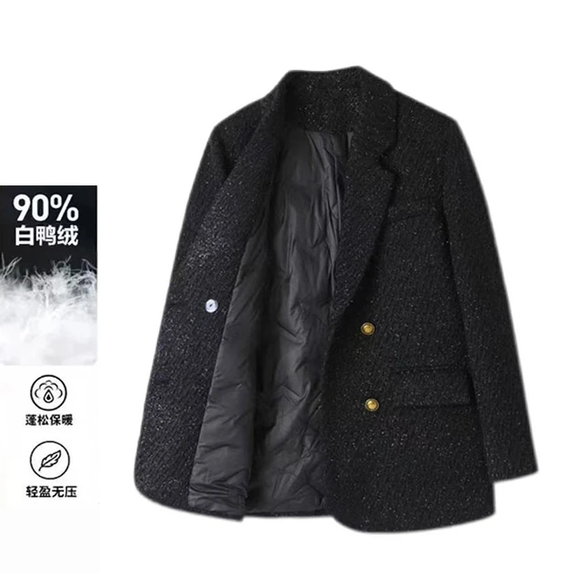 MEET/90大朵绒西服加厚气质黑色保暖亮丝细闪冬季新款西装外套