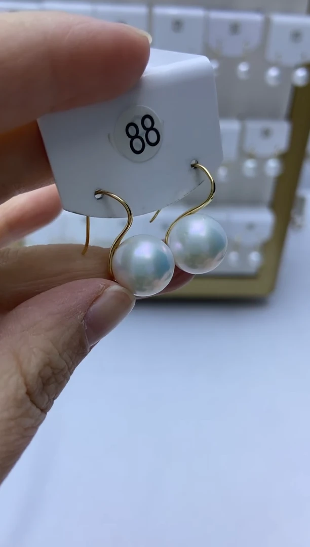 银S925镶嵌耳饰淡水珍珠11-12