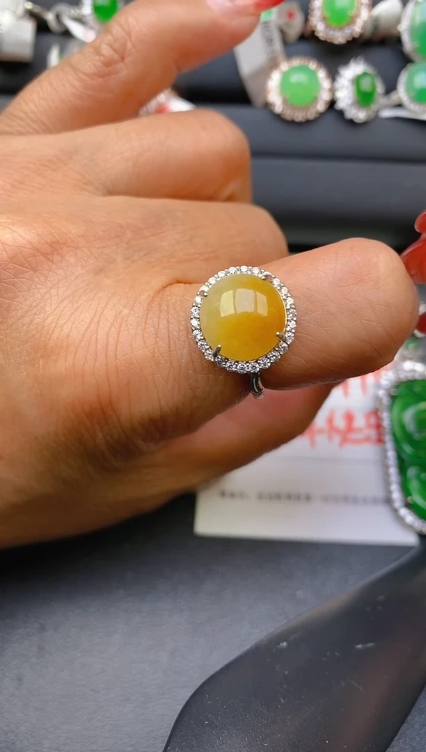 【闪购商品】翡翠戒指银S925镶嵌天然A货翡翠1