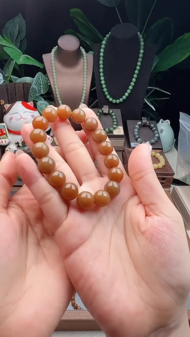 未镶嵌手串和田玉译*精品12m左右新疆且末糖玉手串