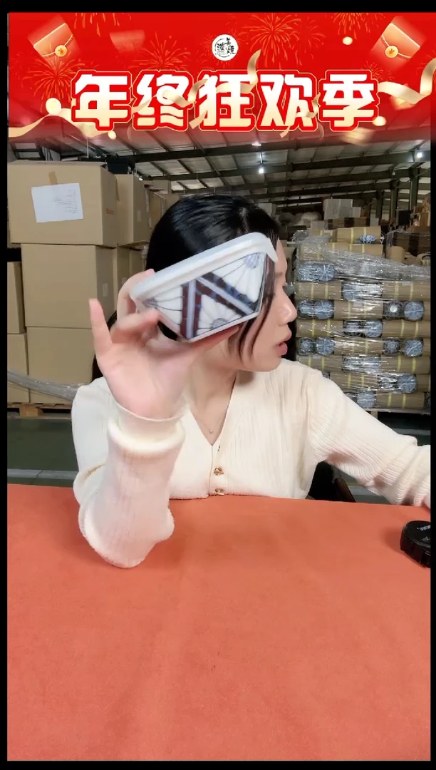 陶瓷四君子5.0英寸带盖保鲜碗单个