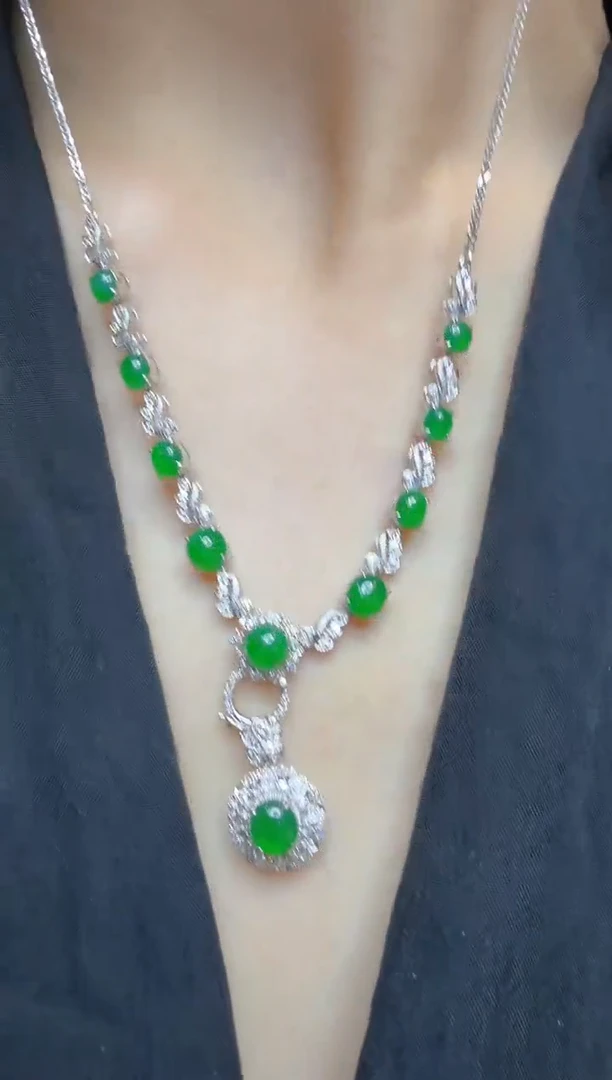 套链18K金镶嵌翡翠多样性团购发一件