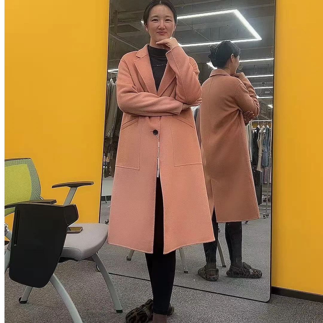气质女款工厂直发全羊毛大衣长款