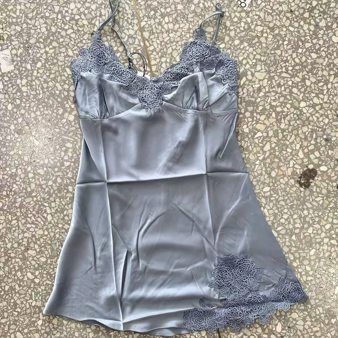 《兵哥外贸》灰色吊带花边连衣裙 发一件