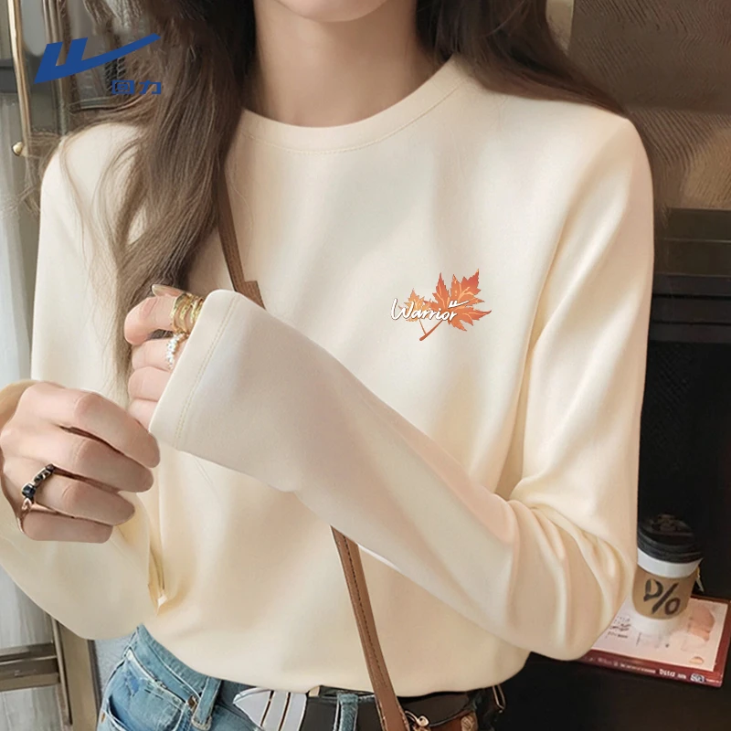 回力纯棉正肩长袖t恤女2025新款秋季宽松内搭打底衫休闲百搭上衣