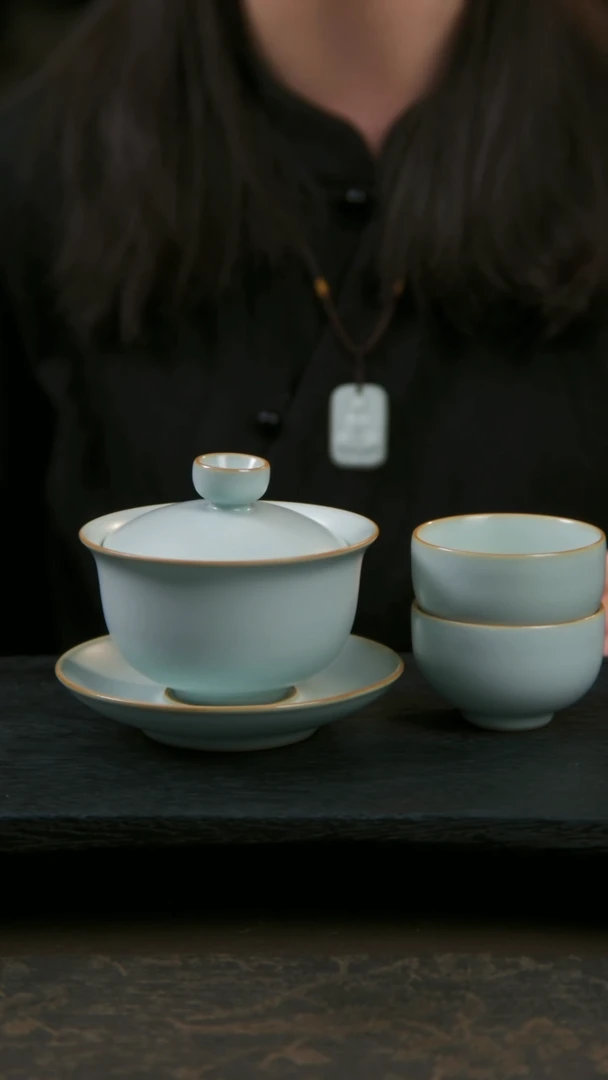 【闪购商品】杯随缘盖碗1只+温文杯2只