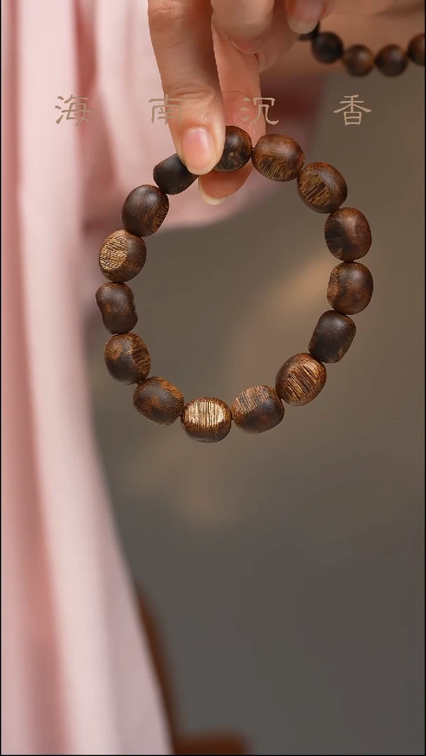 沉香手串海南绿奇楠留疤单圈