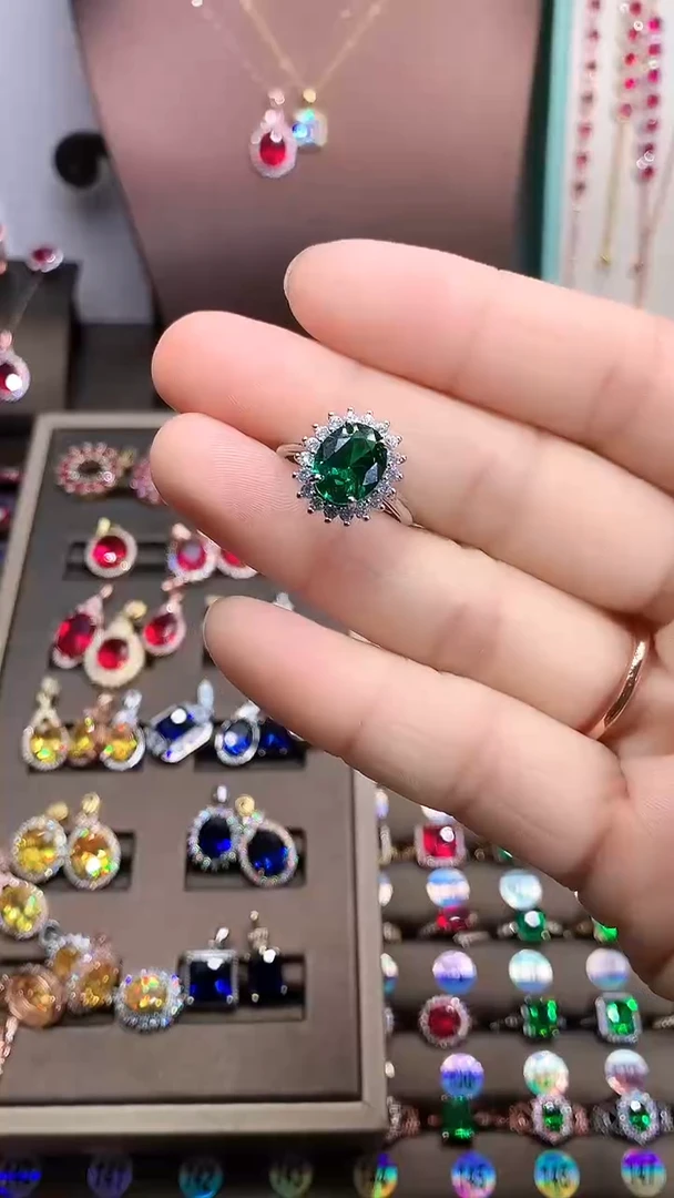 【闪购商品】透辉石戒指银S925镶嵌银色8.10