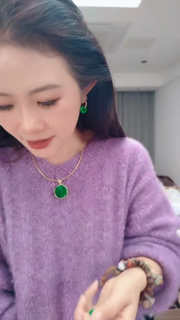 颈饰合金石英质玉0536大绿圆牌