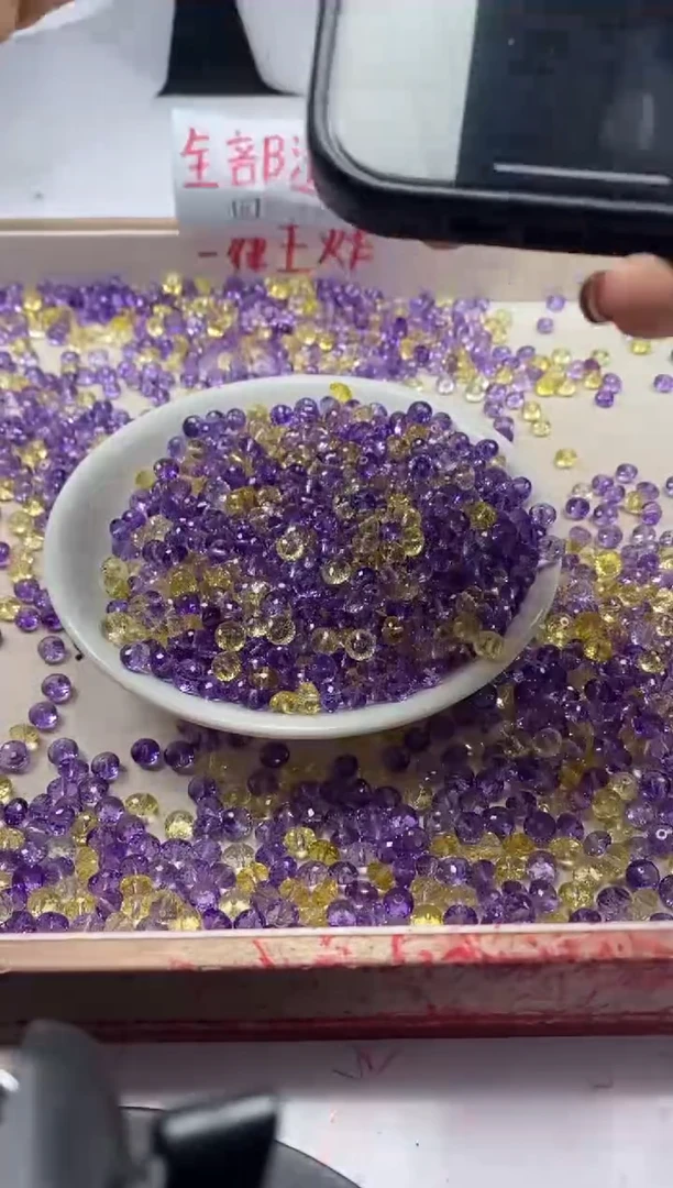 【闪购商品】水晶颈饰未镶嵌w2121紫黄切面算盘6*4mm*10颗