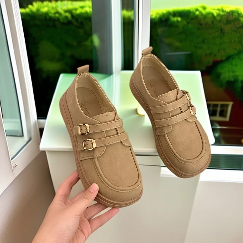 新款勃肯鞋女软平底舒适乐福鞋2025春秋网红爆款时尚一字扣带单鞋