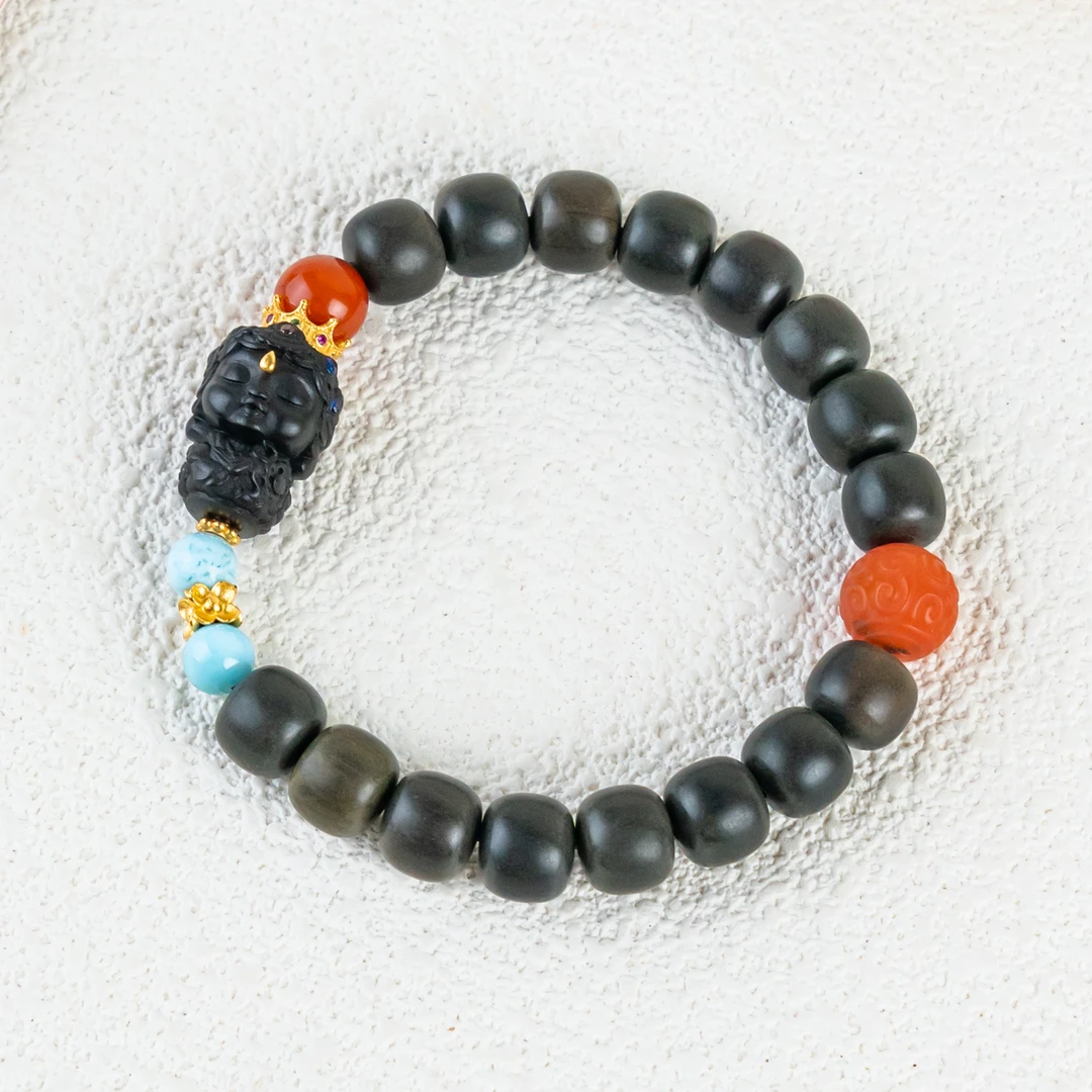 甄选 阴沉级印度老山檀香8-9MM绿度单圈手串（四周年专属）木带宝