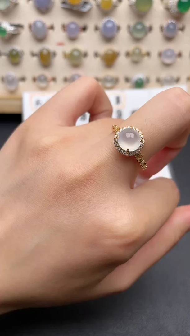 【闪购商品】翡翠戒指银S925镶嵌一物一证一礼盒