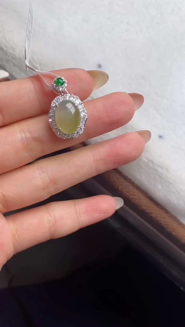 银S925镶嵌戒指翡翠天然A货翡翠