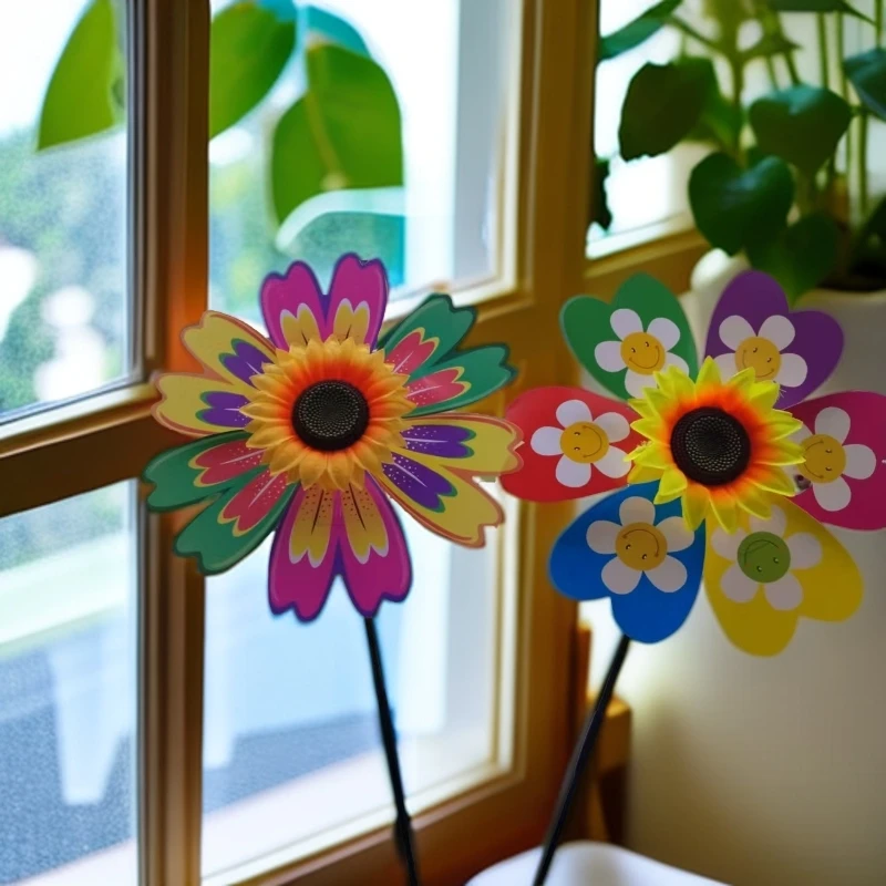 双层七彩向日葵户外玩具庭院装扮广告活动道具风车转转乐玩具