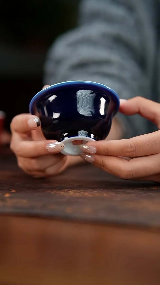 江壶见陶瓷直播专享宝石蓝压手杯