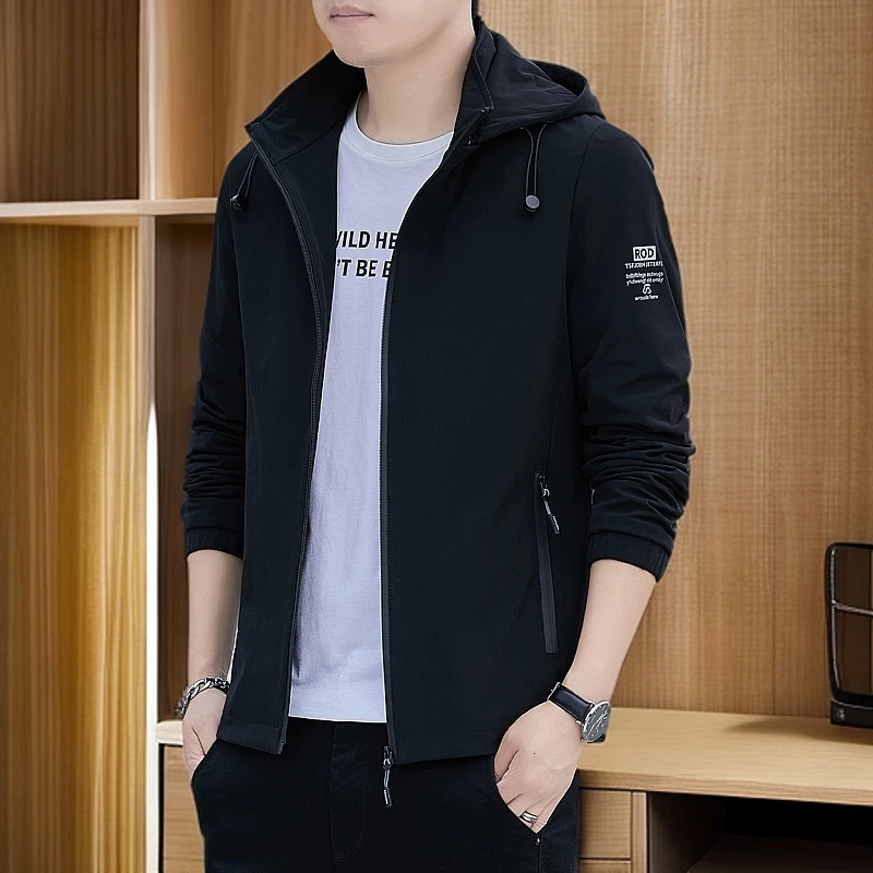 2025新款连帽可拆修身春秋款潮流帅气休闲户外百搭潮男夹克