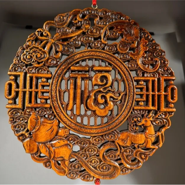 越南香樟木福挂 祥云圆福 创意挂件 尺寸：28cm SG191