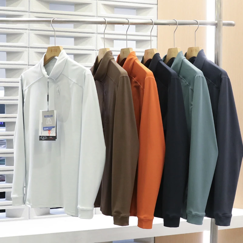 早春男士新款立领纯色休闲长袖打底衫