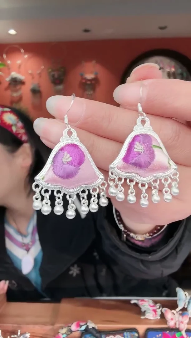 织绣手工苗绣刺绣耳环34