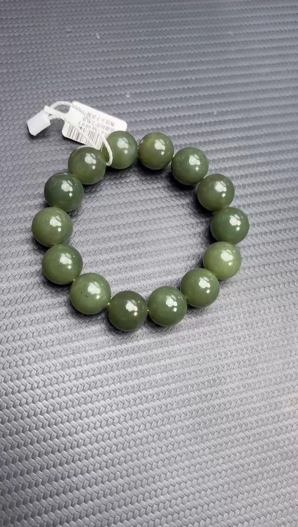 未镶嵌手串和田玉若羌微色差糖青黄口卡15+手串