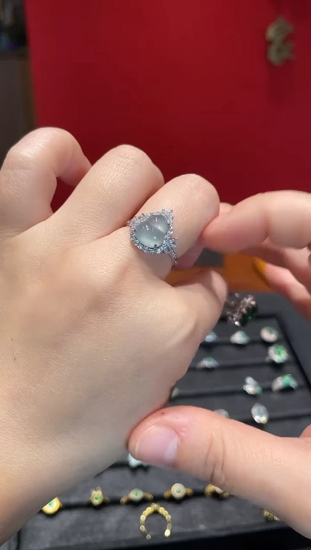 颈饰银S925镶嵌翡翠葫芦戒指