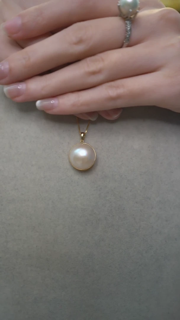 【闪购商品】拼合珍珠（马贝珠）吊坠(不含链)18K金镶嵌18K金马贝
