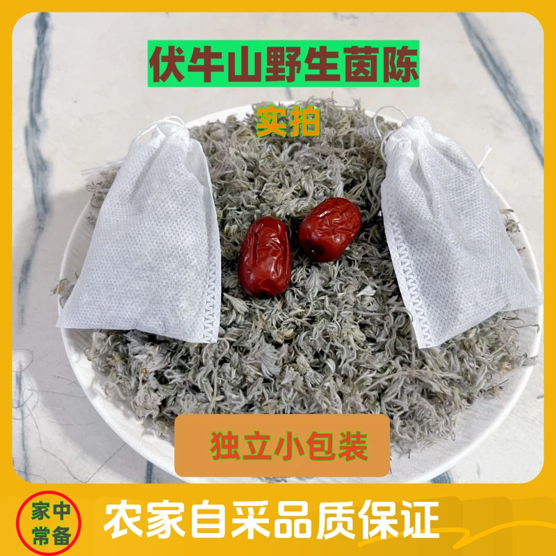 伏牛山野生茵陈小包干净方便装散结自采泡茶三月绵茵陈