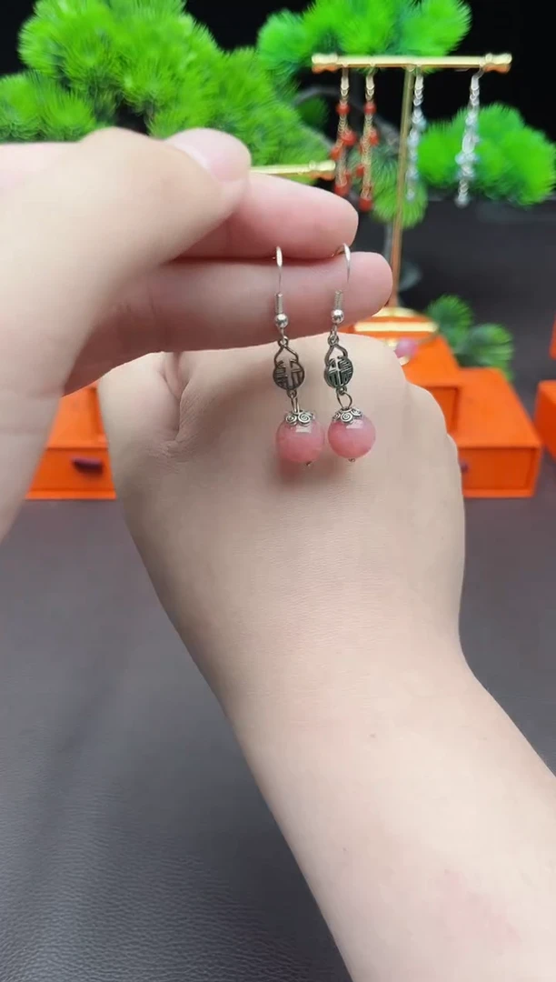 玛瑙/玉髓耳饰银S925镶嵌426