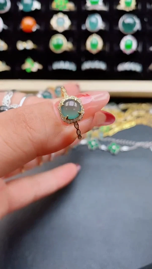 【闪购商品】翡翠戒指银S925镶嵌5085